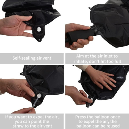 Balon Folie Metalizata Litera B, Cyrax, 40 cm, Umflati cu Heliu sau Aer, Ambalaj Individual, Pai inclus, Negru