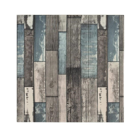 Set 10 Placi Tapet 3D,  70 x 70 cm, Grosime 3 mm, din Rasina, Tip Placi de Lemn, Suprafata Acoperita 4.9 mp, Gri/Albastru
