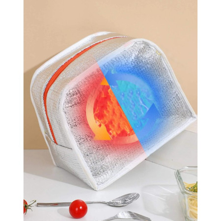 Geantă Frigorifică, Cyrax, cu Desene Animat, Portabilă pentru Copii, de Prânz, din Pânză Oxford, 22x14x19 cm, Model Pinguin, Albastru