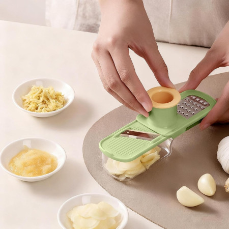 Razatoare Manuala, Cyrax, cu Recipient de Stocare, pentru Legume, din Plastic si Otel Inoxidabil, Multifunctionala, Verde