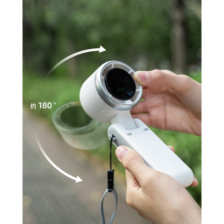 Mini Ventilator Portabil,  5 Trepte de Viteza, Afisaj Digital, Incarcare USB, 5V, 2A, 5.95 x 5.2 x 17.2 cm, Alb