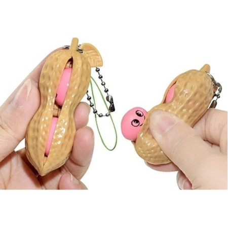 Cyrax Jucarie breloc aluna antistres, Peanut Fidget Toy, Crem
