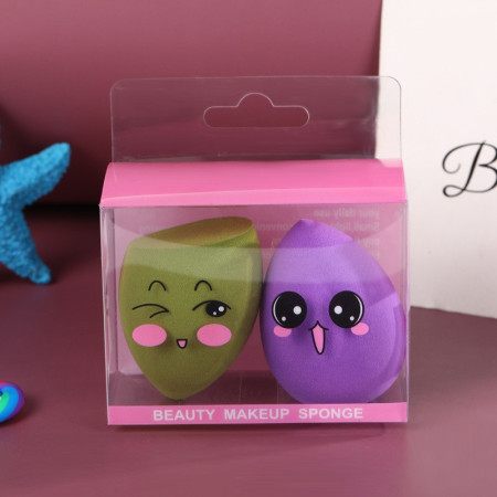 Set 2 Buretei de Machiaj, Cyrax, Puternic Absorbant, Utilizare Umeda si Uscata, din Poliuretan, 4 x 6 cm, Multicolor