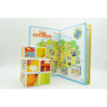 Cyrax Set inteligent de cuburi magnetice pentru copii, 10 piese, cutie depozitare, puzzle parc de distractii, +3 ani, multicolor