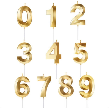 Lumanare Cifra 2, Cyrax, Model Diamond, 5 x 3.4 cm, Auriu