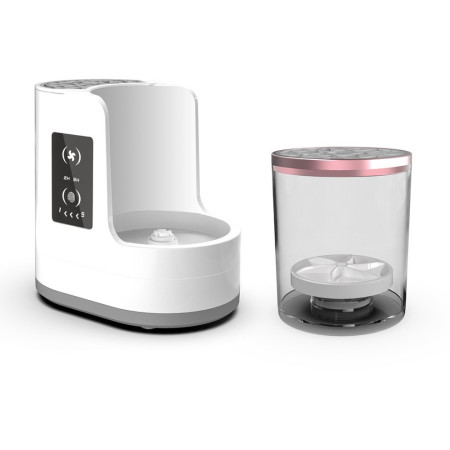 Dispozitiv Portabil de Curatare a Pensulelor de Machiaj, Cyrax, cu Functie de Uscare, 5V, 850RPM, Cablu 1.2 m, 17.3 x 12.1 x 17.5 cm, Alb