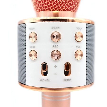 Microfon Karaoke, Cyrax, pentru Copii, Bluetooth, Boxa Incorporata, Compatibil cu Orice Smartphone, Acumulator Integrat, Multifunctional, Rose Gold