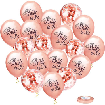 Set 10 Baloane din Latex, Cyrax, Model Party Bride To Be, 30 cm, 2.8 g, Transparent, cu Confetti, Roz