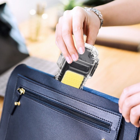 Lanterna Tip Breloc cu Bricheta,  Impermeabila, 3 Moduri Iluminare, 300 mAh, Incarcare USB-C, COB, Raza de Actiune 50 - 100 m, 7.4 x 4.9 x 1.7 cm, Gri