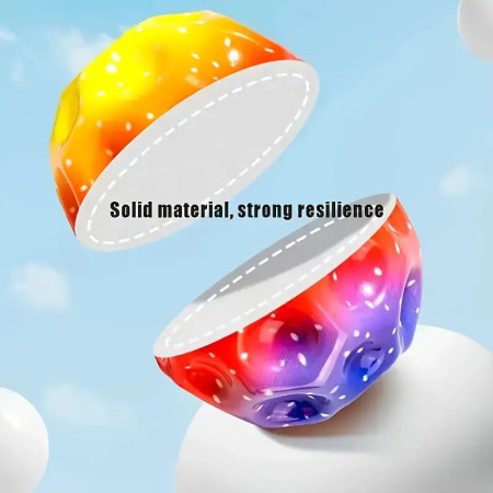 Minge Saltareata Hiperelastica, Cyrax, Space Moon Ball foarte Elastica, Antistress pentru Copii, Diametru 66 mm, Multicolor Rosu