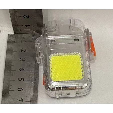 Lanterna Tip Breloc cu Bricheta,  Impermeabila, 3 Moduri Iluminare, 300 mAh, Incarcare USB-C, COB, Raza de Actiune 50 - 100 m, 7.4 x 4.9 x 1.7 cm, Argintiu