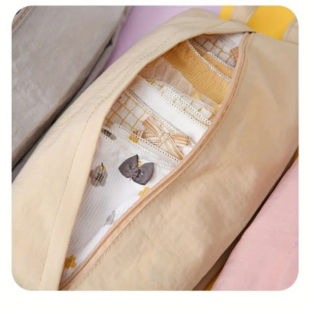 Geanta de Depozitare, Cyrax, Pentru Haine Mici, Lenjerie, Sosete, Cosmetice, Impermeabila, cu Maner, 10x20x3 cm, Crem