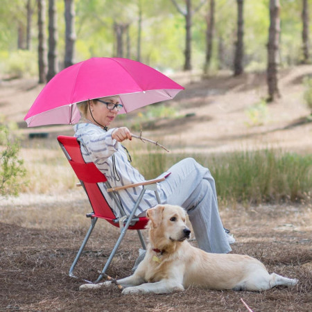 Umbrela de Cap,  Diametru 69 cm, Snur Reglabil de Cap, Protectie UV/Ploaie, Roz