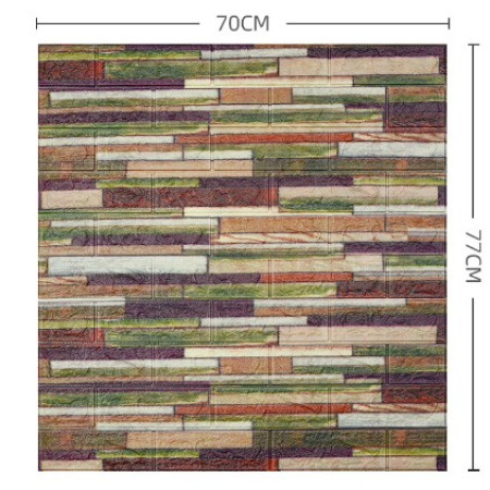 Set 10 Placi Tapet 3D,  70 x 77 cm, Grosime 3 mm, din Polietilena, Model Caramida, Suprafata acoperita 5.3 mp, Caramida Colorata