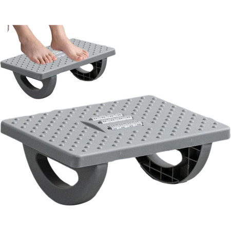 Suport Ergonimic pentru Picioare,  Plastic, cu Role de Masaj pentru Talpi, pentru Birou, Usor de Transportat, Detasabil, 33.5x24x12 cm, Gri