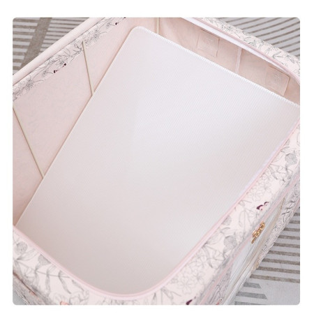 Cutie Depozitare,  66L, din Material Textil, 50 x 40 x 33 cm, pentru Haine si Lenjerii, Model Fluturasi, Bej