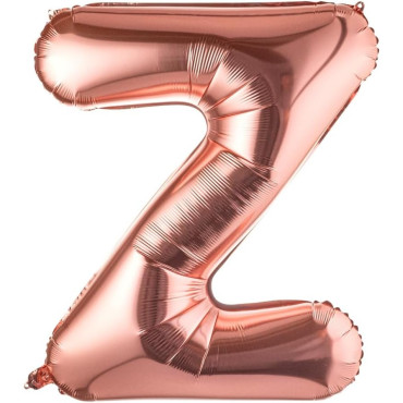 Balon Folie Metalizata Litera Z, Cyrax, 80 cm, Umflati cu Heliu sau Aer, Ambalaj Individual, Pai inclus, Rose Gold