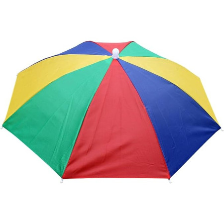 Umbrela de Cap,  Diametru 69 cm, Snur Reglabil de Cap, Protectie UV/Ploaie, Curcubeu