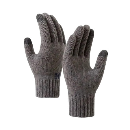 Manusi de Barbat,  Model H, Functie Touchscreen (ecran tactil), Material Acril Tricotat, Manseta Elastica, Interior Catifelat, Marime Universala, Gri Inchis