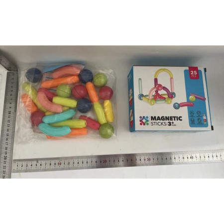 Set 25 de Piese Magnetice de Constructie, Cyrax, Puzzle, Forme, 3 Ani, ABS, Magnet, 16x6x14 cm, Multicolor