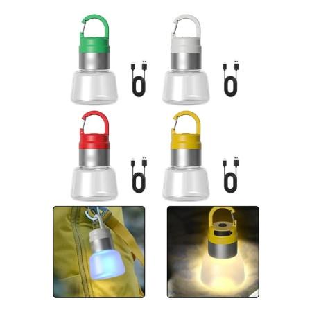 Lampa Portabila,  de Voiaj/Camping, Incarcare USB, IPX5, LED RGB, din ABS, 300 mAh, 10 x 5.5 x 5.5 cm, Verde