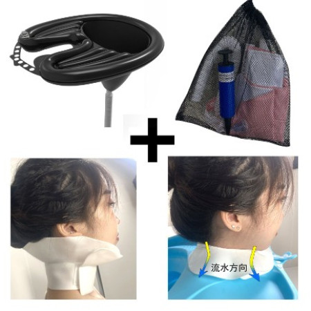 Set Gonflabil pentru Spalat pe Cap, Cyrax, pentru Copii, Femei Insarcinate si Varstnici, 81 x 60 x 38 cm, Ajustabil, Negru