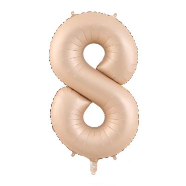 Balon din Folie Metalizata, Cyrax, Figurina Cifra, Model 8, Tema Aniversare 100 cm, Ambalaj Individual, Pai Inclus, Umflare cu Aer sau Heliu, Crem