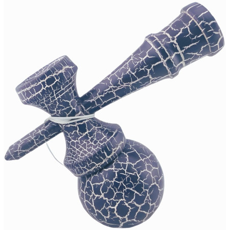 Kendama X Originala, Profesionala, Cyrax, Kendama Cracked, din Lemn – 18 cm, Crack Albastru inchis/Gri