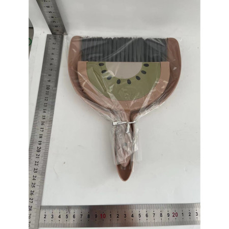 Set Mini Matura si Faras,  LITTLE CLEANER, Uz Casnic, pentru Birou, Bucatarie, Casa, Model Kiwi, 23 x 18 cm Maro-Verde