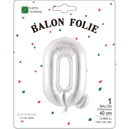 Balon Folie Metalizata Litera Q, Cyrax, 40 cm, Umflati cu Heliu sau Aer, Ambalaj Individual, Pai inclus, Argintiu