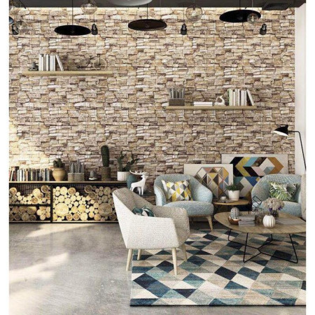 Set 10 Placi Tapet 3D,  35 x 38 cm, Grosime 3 mm, din Polietilena, Model Caramida, Suprafata acoperita 1.33 mp, Piatra Maro