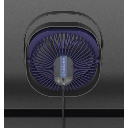 Mini ventilator pentru birou cu usb,  rotire 360 grade, 3 viteze, 4000 mA, 13.5 x 12,8, Albastru