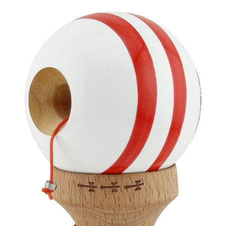 Kendama X CHICANOS Originala, Profesionala, Cyrax, Big Cups V2, Super Sticky cu Cupe Mari, Rulment Metalic, din lemn 18 cm, Ata 55 cm, Negru/Alb