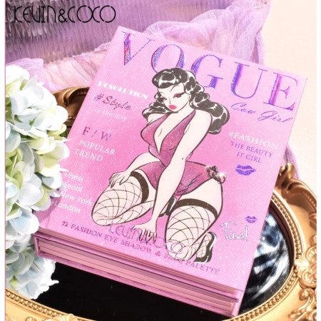 Paleta de Farduri Kevin&Coco, 72 culori, Stil Carte, 3 Straturi, Pudra Compacta, Clasic, Fara Sulfati, 14 x 14 cm, 80 g, multicolor