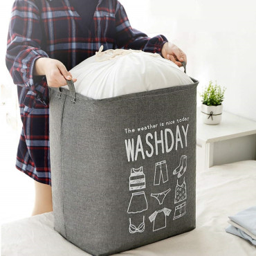 Cos de Rufe,  72 L, Textil, 30x40x60 cm, Gri, Cu Imprimeu