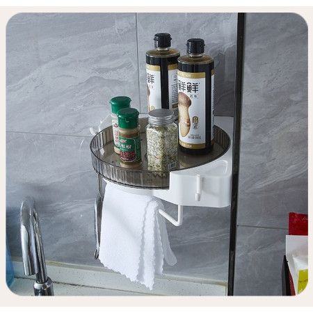 Suport Depozitare,  din Plastic, Rotativ 360 grade, Montare fara Perforatii, pentru Baie/Bucatarie, Gri