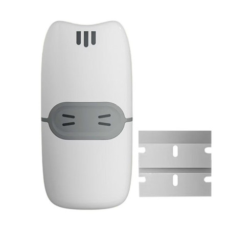 Mini Racleta de Curatare,  pentru Etichete, Adezivi, din ABS+ Metal, 2 Lame Incluse, Alb/Gri