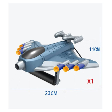 Jucaruie cu Lansator pentru Copii, Cyrax, Lanseaza Manual, Tinta, Avion, 20 de Gloante din Material Moale, Joc Interactiv, 24x23.5x6.3 cm, Gri