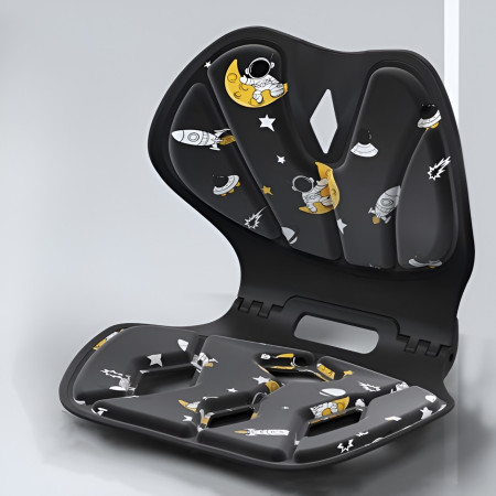 Suport pentru Scaun, Cyrax, pentru Corectarea Posturii, Portabil, Pliabil, Ergonomic, Ameliorare Durere, Respirabil, 35x32x30 cm, Marime L, Model Rachete, Negru