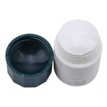 Cutie Pastile Multifunctionala,  4 in 1, Pahar Apa, Taiere, Sfaramare, Depozitare, Compact, ABS cu Lama din Inox, Alb/Verde, 8.7x6.2x4.1 cm