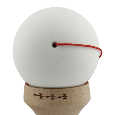 Kendama X Originala, Profesionala, Cyrax, Rubber Grip, Cupe Mari KING SIZE V3, Gaura in Baza, Rulment Metalic, din lemn 18 cm, Ata 62/65 cm, Bicolor Alb/Rosu