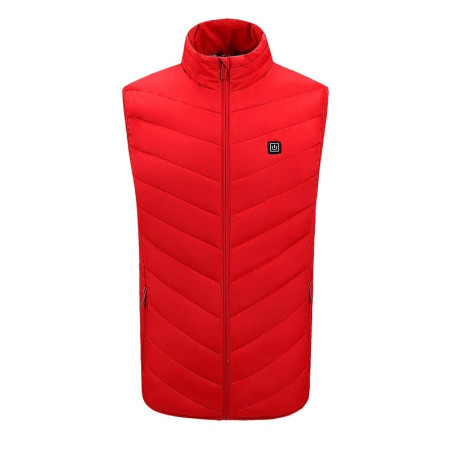 Vesta cu Incalzire,  Unisex, 2 Zone de Incalzire, Umplutura Bumbac, 3 Trepte de Temperatura, Incarcare USB, Rosu, 58 - 65 kg, Marime XL