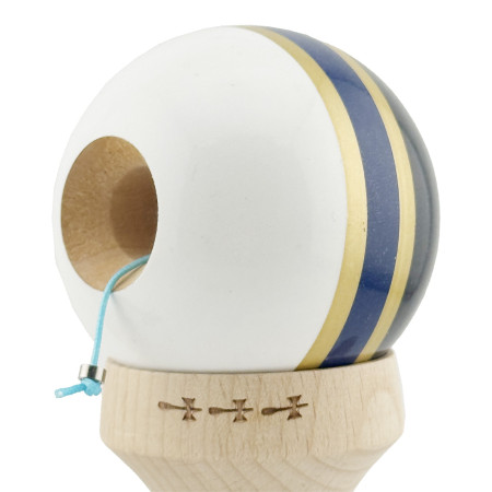 Kendama X Originala ROYAL SPIKE, Profesionala, Cyrax, Cupe Mari KING SIZE V3, Super Sticky, Gaura in Baza, Rulment Metalic, din lemn 18 cm, Ata 55 cm, Inel Albastru inchis