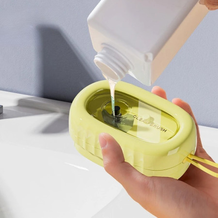 Perie de Spalat Haine,  cu Dispenser pentru Detergent, 4 Perii de Curatare, din ABS + PS, Galben