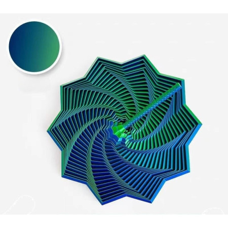 Jucarie Decompresie, Cyrax, Model Stea 3D, DuoChrome, Maner Spirala, Turn Magic Geometric, Multiple Forme, Anti-stress, 17 cm, Verde/Albastru