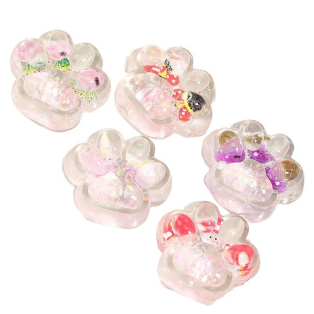 Jucarie Antistres Squishy, Cyrax, Labuta de Pisica Pufoasa, cu Revenire Lenta, 7 x 6.5 cm, Model Ciuperca, Multicolor