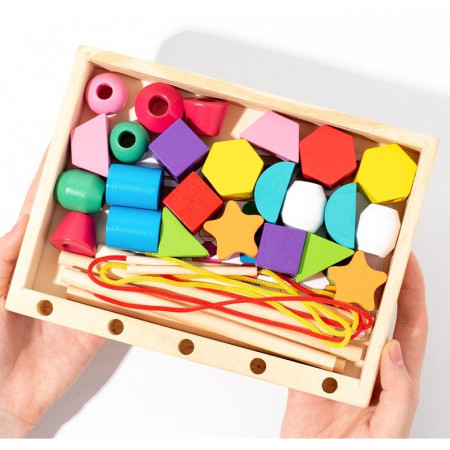 Jucarie Montessori de Sortat, Cyrax, din Lemn, Forme Geometrice,+3 Ani, 25 de Piese, 21.5 x 16 x 3 cm, Multicolor