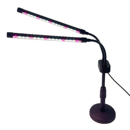 Lampa UV pentru cresterea plantelor,  conectare la retea, 10W, 2 capete, 36 LED-uri, ajustabila pana la 60 cm, Lumina Alb Mov