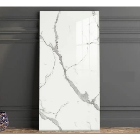 Set 10 Placi Tapet,  60 x 30 cm, Grosime 1.5 mm, din PVC, Model Imitatie de Marmura, Suprafata acoperita 1.8 mp, Gri Deschis