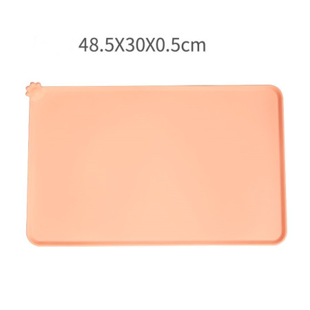 Covoras din silicon pentru animale  pentru bol de apa si mancare, antiderapant, margini ridicate pentru a mentine apa, 48.5x30 cm, Roz